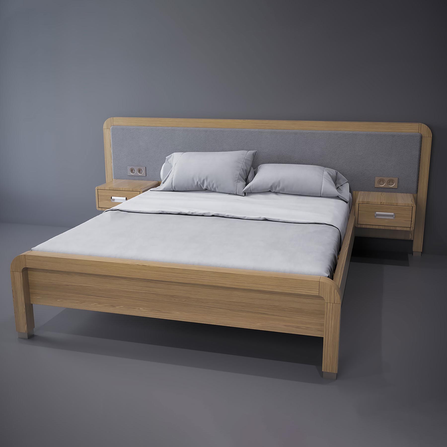 Double bed with hanging cabinets from the Warsaw collection 2